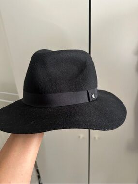 Ralph Lauren Black Wool Felt Fedora Hat